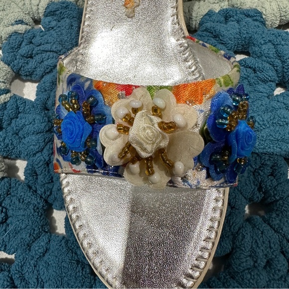 Vintage Y2K Embellished Floral Sandals - Picture 4 of 6